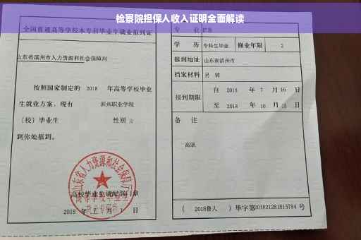 检察院担保人收入证明全面解读