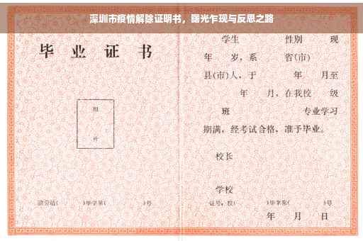 深圳市疫情解除证明书，曙光乍现与反思之路
