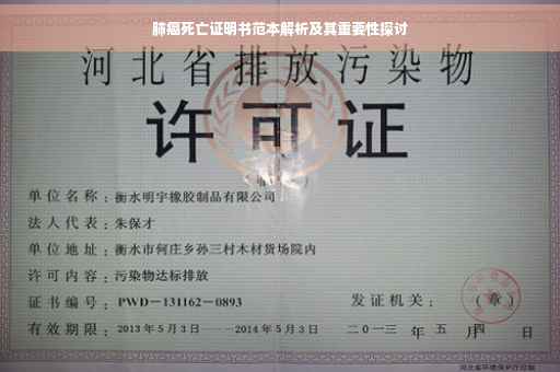 肺癌死亡证明书范本解析及其重要性探讨