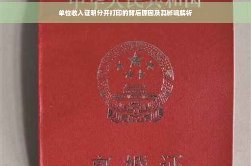 单位收入证明分开打印的背后原因及其影响解析