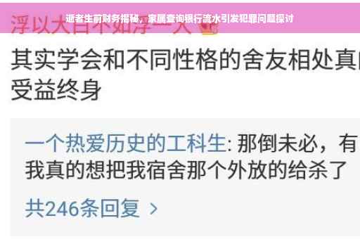 逝者生前财务揭秘，家属查询银行流水引发犯罪问题探讨