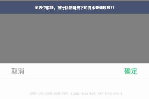全方位解析，银行限制消费下的流水查询攻略??
