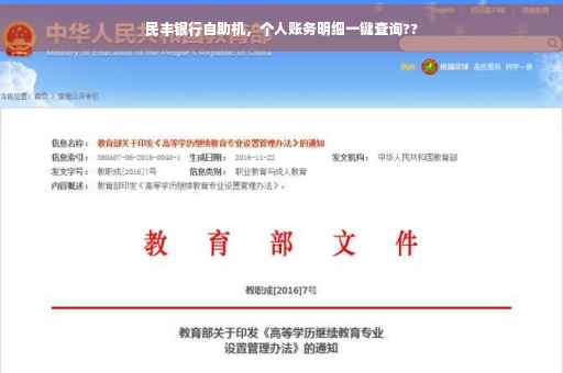 民丰银行自助机，个人账务明细一键查询??