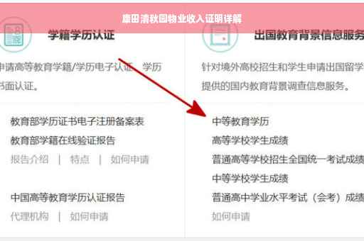 康田清秋园物业收入证明详解