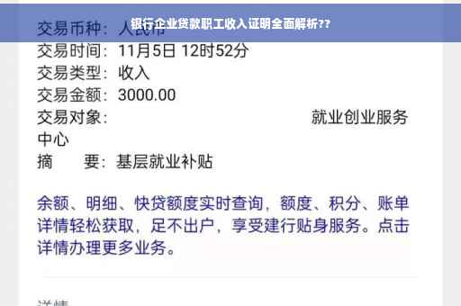 银行企业贷款职工收入证明全面解析??