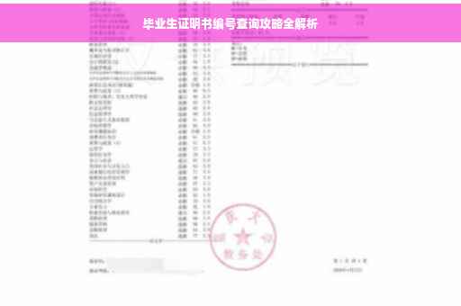 毕业生证明书编号查询攻略全解析