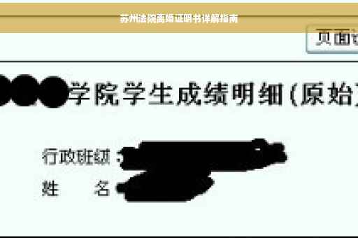 苏州法院离婚证明书详解指南