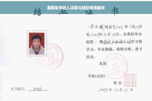 美国留学收入证明与辞职报告解析
