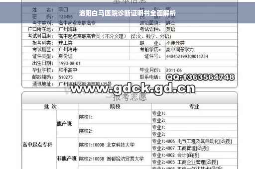 洛阳白马医院诊断证明书全面解析