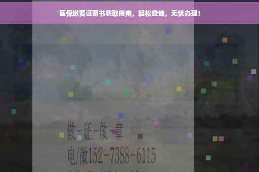医保缴费证明书获取指南，轻松查询，无忧办理！