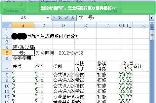 金融术语解析，资金与银行流水差异揭秘??