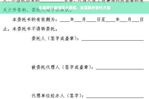 无需银行查询流水明细，全面解析替代方案
