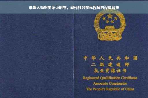 未婚人婚姻关系证明书，现代社会多元视角的深度解析