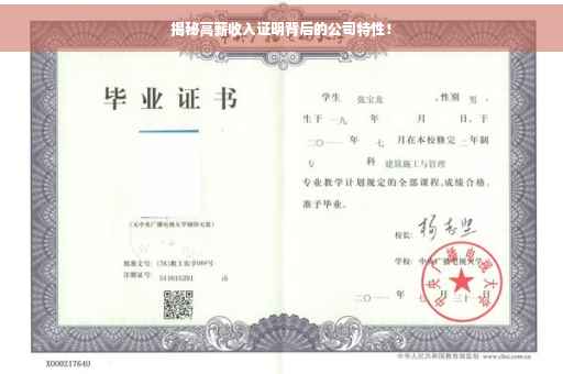 揭秘高薪收入证明背后的公司特性！
