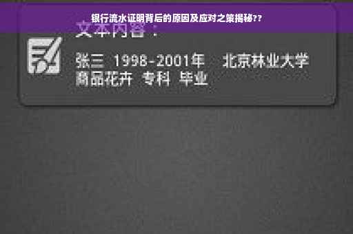 银行流水证明背后的原因及应对之策揭秘??