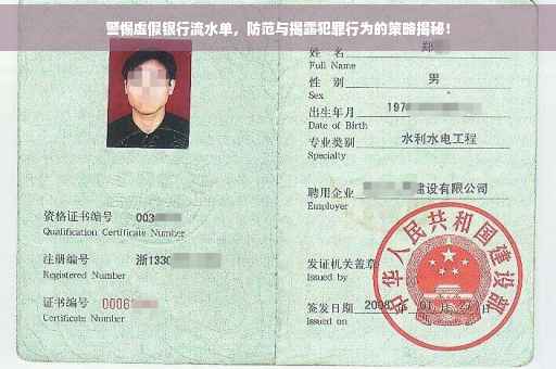警惕虚假银行流水单，防范与揭露犯罪行为的策略揭秘！