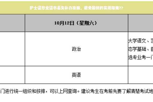护士证毕业证书丢失补办攻略，避免困扰的实用指南??