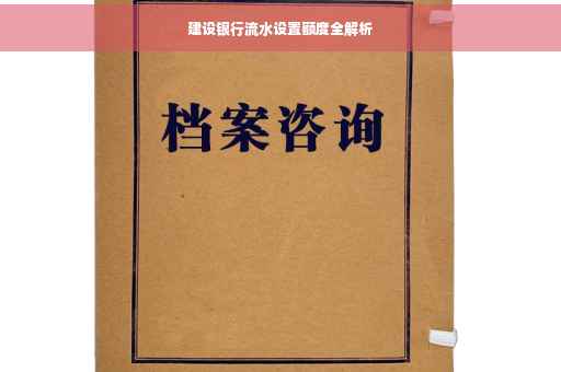 建设银行流水设置额度全解析