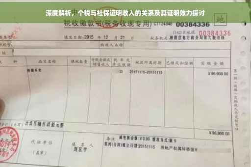 深度解析，个税与社保证明收入的关系及其证明效力探讨