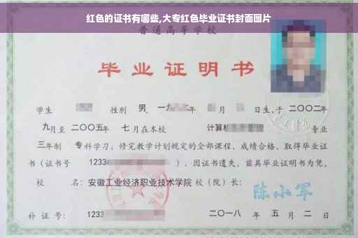 红色的证书有哪些,大专红色毕业证书封面图片