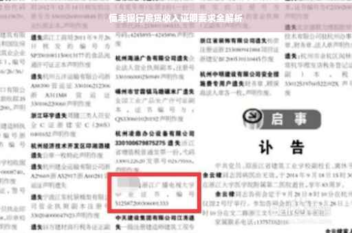恒丰银行房贷收入证明要求全解析