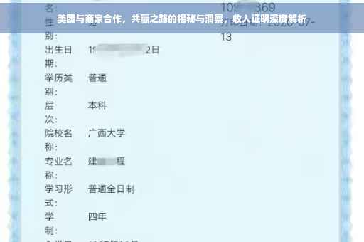 美团与商家合作，共赢之路的揭秘与洞察，收入证明深度解析