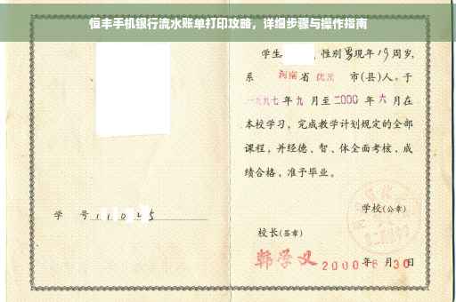 恒丰手机银行流水账单打印攻略，详细步骤与操作指南