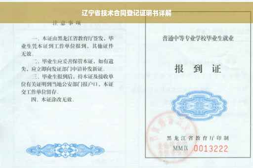 辽宁省技术合同登记证明书详解