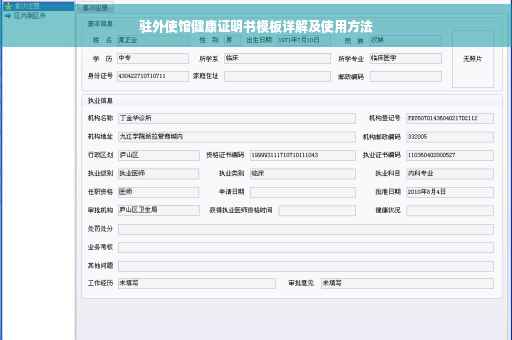 驻外使馆健康证明书模板详解及使用方法