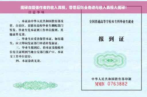 揭秘自媒体作者的收入真相，零零后创业奇迹与收入真相大揭秘！