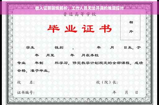 收入证明困境解析，工作人员无法开具的难题探讨