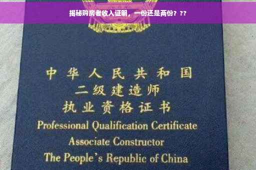 揭秘购房者收入证明，一份还是两份？??