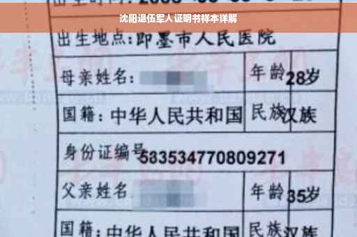 沈阳退伍军人证明书样本详解