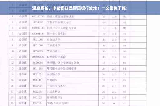深度解析，申请网贷是否需银行流水？一文带你了解！