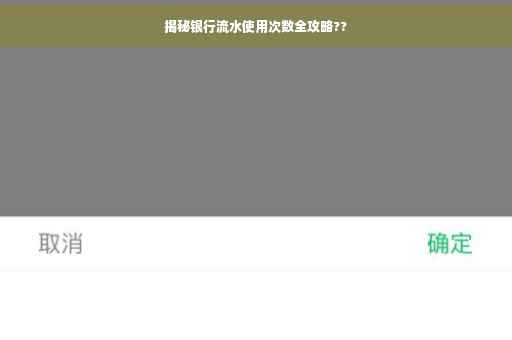揭秘银行流水使用次数全攻略??