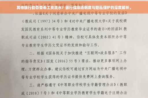 其他银行能否查看工资流水？银行信息透明度与隐私保护的深度解析。