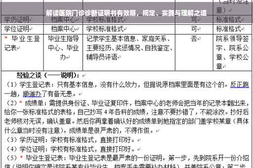 解读医院门诊诊断证明书有效期，规定、实践与理解之道