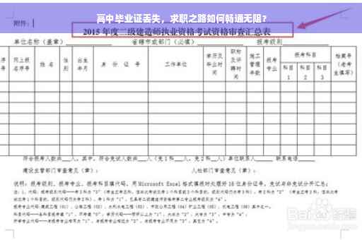 高中毕业证丢失，求职之路如何畅通无阻？