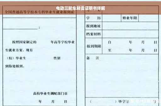 电动三轮车转卖证明书详解