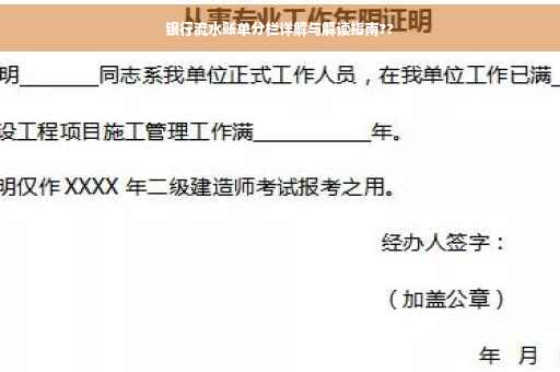 银行流水账单分栏详解与解读指南??