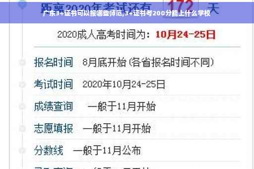 广东3+证书可以报哪些师范,3+证书考200分能上什么学校