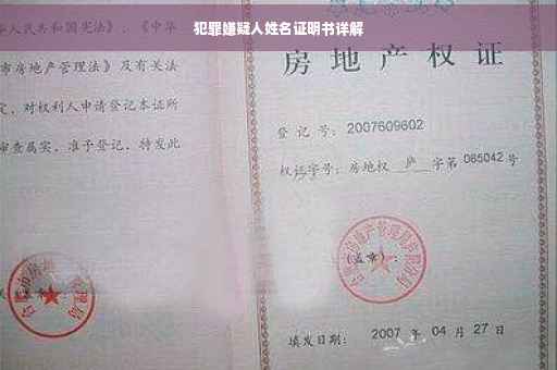 犯罪嫌疑人姓名证明书详解