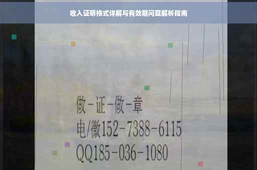收入证明格式详解与有效期问题解析指南