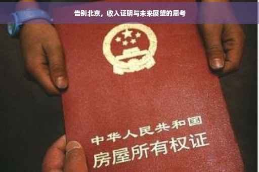 告别北京，收入证明与未来展望的思考