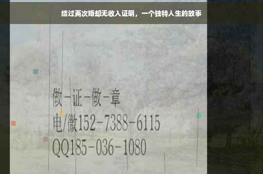 结过两次婚却无收入证明，一个独特人生的故事