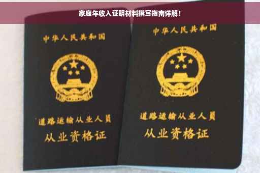 家庭年收入证明材料撰写指南详解！