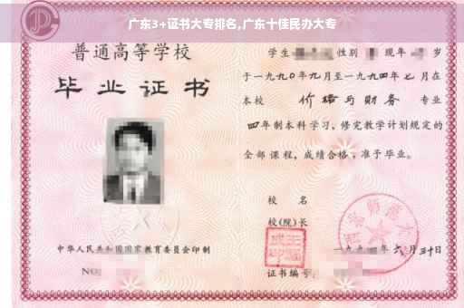 广东3+证书大专排名,广东十佳民办大专