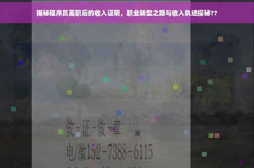 揭秘程序员离职后的收入证明，职业转型之路与收入轨迹探秘??