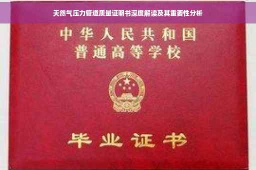 天然气压力管道质量证明书深度解读及其重要性分析