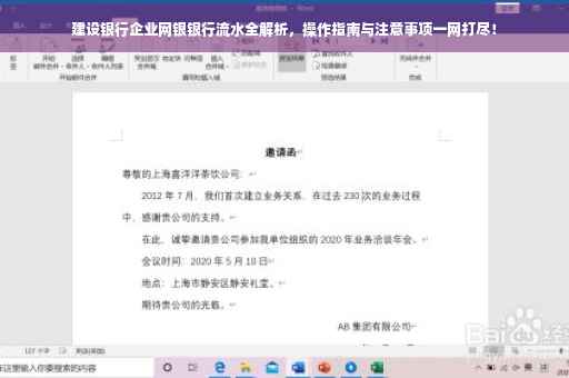 建设银行企业网银银行流水全解析，操作指南与注意事项一网打尽！
